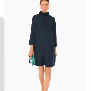 Tuckernuck Navy Ruffle-Neck Mini Dress